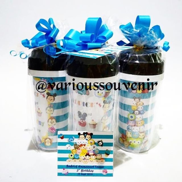 Souvenir Ulang Tahun Anak Tumbler Insert Paper + Kartu Ucapan + pita