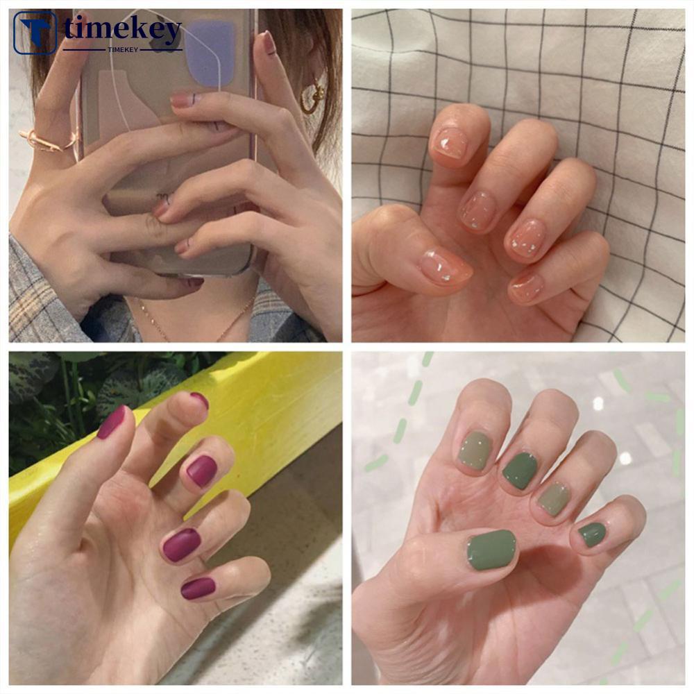Timekey 14pcs / Lembar Stiker Glitter Gradasi Dekorasi Nail Art / Manicure DIY A6K3