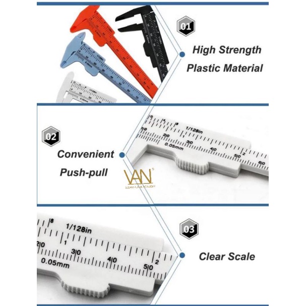 Penggaris Sulam Alis Model Caliper Plastik / ALAT UKUR SULAM ALIS EYEBROW CALIPER SCALE 8CM