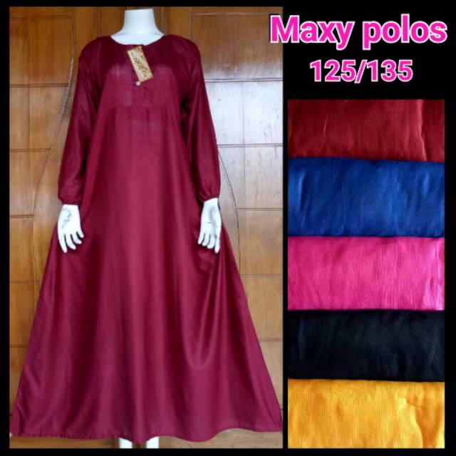 LONGDRESS JUMBO MAXY - baju santai polos daster busui kekinian lengan panjang kerut payung murah