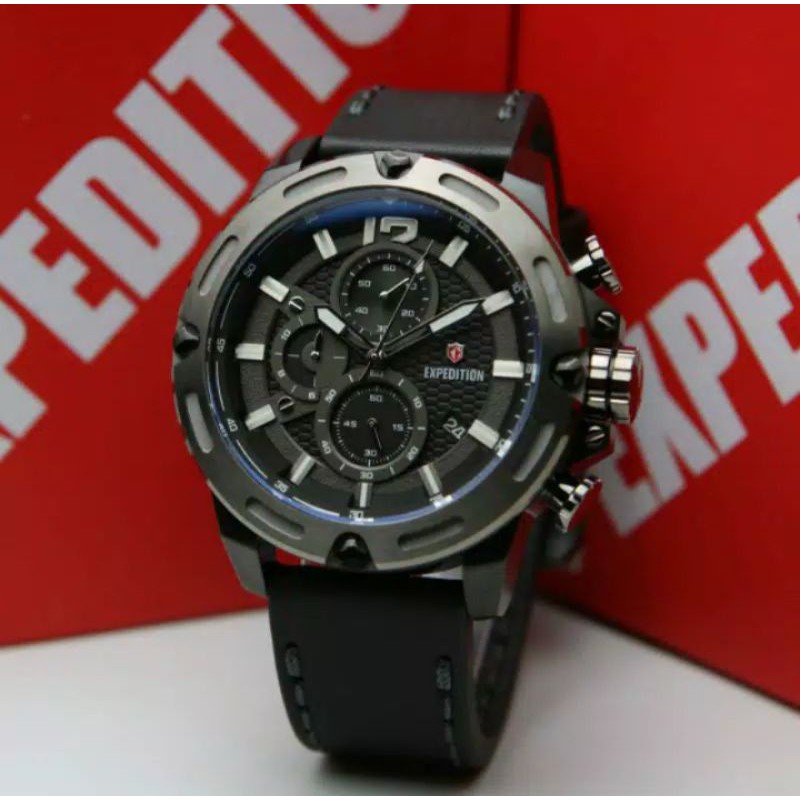 Jam Tangan Pria EXPEDITION E6780 Black Leather Original