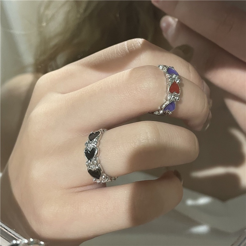 Cincin Pasangan Bentuk Hati Gaya Retro Untuk Wanita