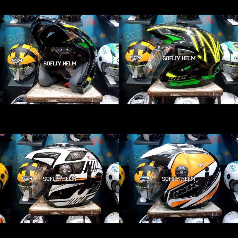 HELM INK T MAX T-MAX HELM INK T1 MOTIF T-1 T 1 MOTIF DOUBLE VISOR INK HALF FACE