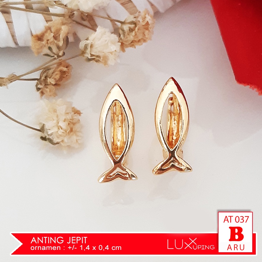 AT 037 Anting Cetik Dewasa Permata Zirkon Perhiasan Yaxiya Lapis Emas 18K Aksesoris Bundar Bulat Luxx Xuping