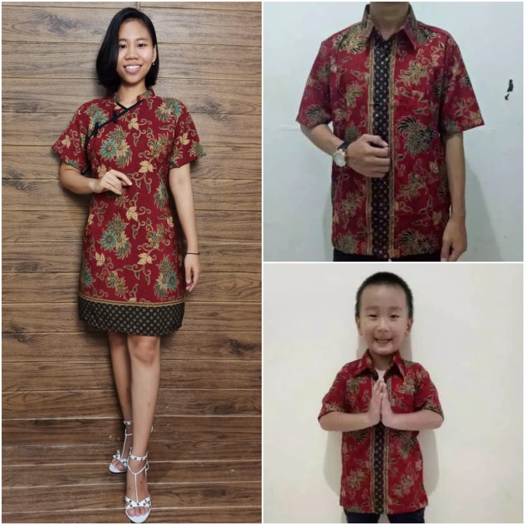 SB Collection Couple Family Midi Dress Kenia Cheongsham Dan Kemeja Ayah Anak Batik Pria