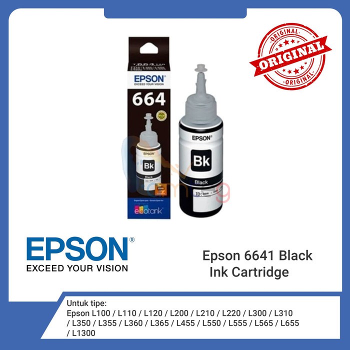 Jual EPSON Tinta 6641 Black Original [6641BK] | Shopee Indonesia