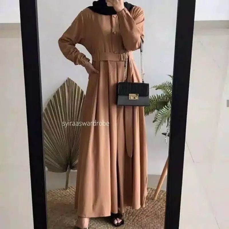 GAMIS SYFA DUSTY / LIONA BELT BUSUI BUMIL DRESS MOSCREPE PREMIUM