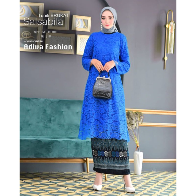 Permata Olshop / Kebaya Tunik Brukat Salsabila AV / Tunik Kondangan / Kebaya Tunik / Kebaya Brokat / Baju Kurung / Baju Kebaya Modern