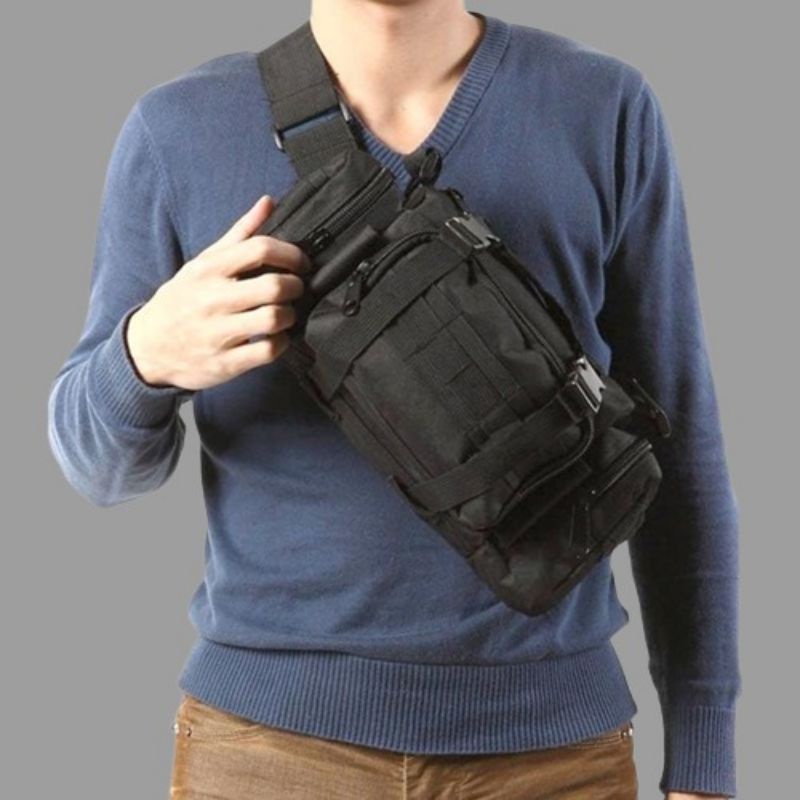 Tas Selempang Hitam Brimob Tas Samping Polisi Army Tactical