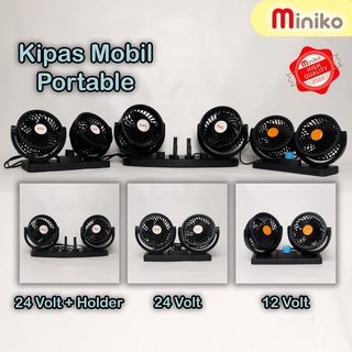 Kipas Angin Mobil Double Fan 12V/24V / Kipas Mobil holder phone