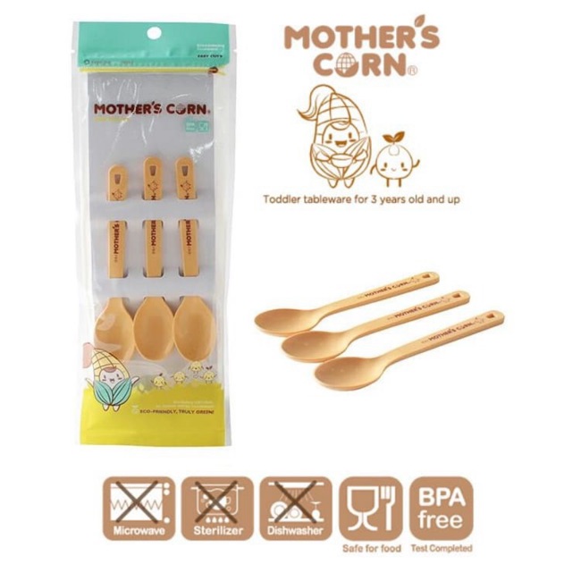 MOTHER’S CORN / Mothers Corn / Motherscorn Cutie Spoon (Set Sendok Makan Anak Bayi isi 3pc)