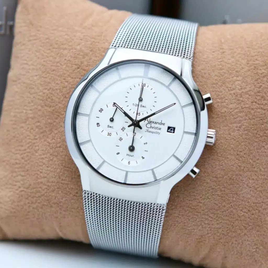 AC alexandre Christie AC 6245 jam tangan pria original stainless silver