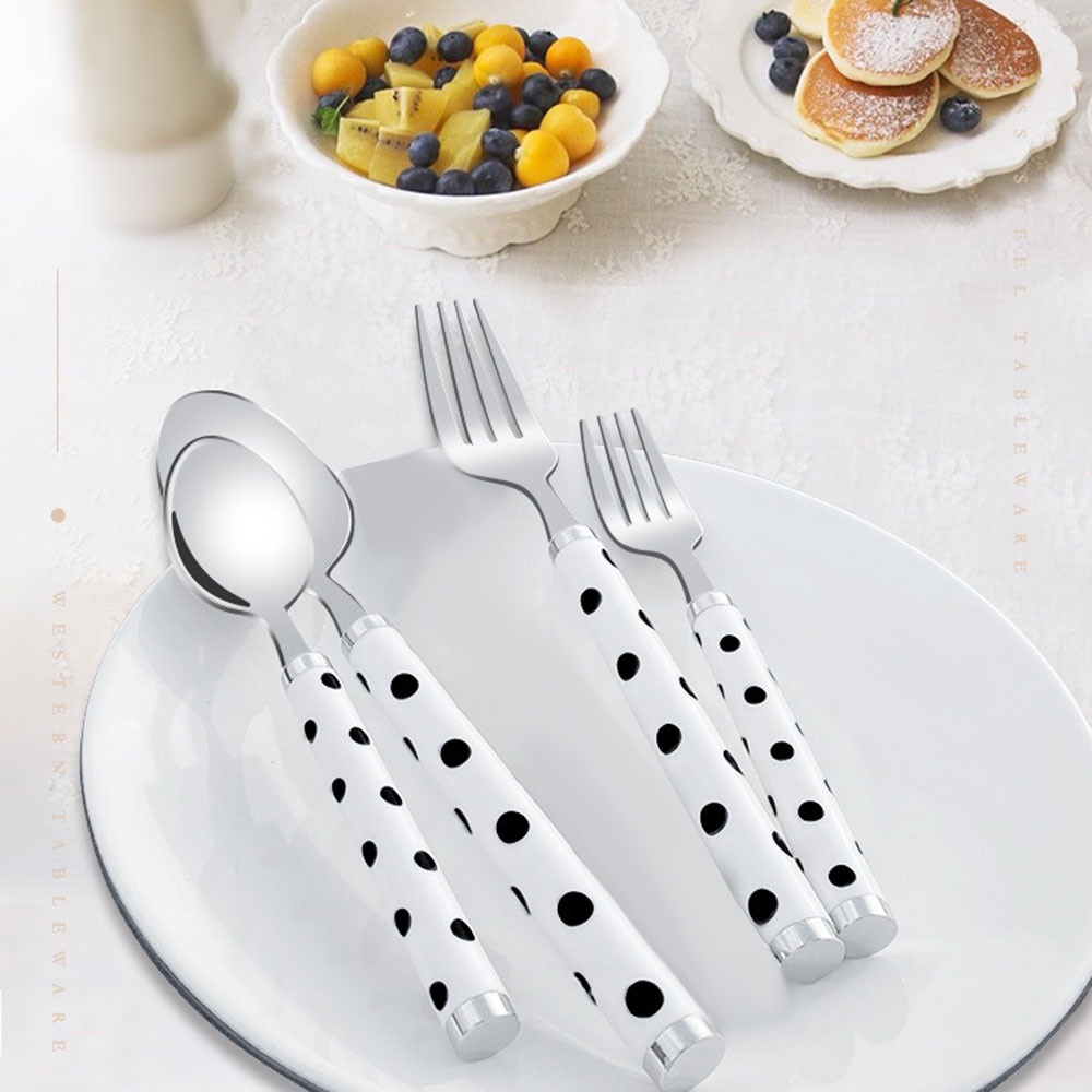 Set Peralatan Makan Sendok Garpu Pisau Bahan Stainless Steel Gaya Retro Korea Western