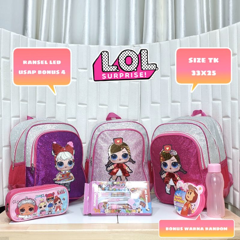 Ransel anak TK  LOL /ransel anak LoL bonus set alat tulis lol /ransel led