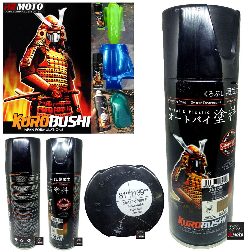 1139 Metallic Black/Cat Semprot Samurai Paint Metallic 1139**Metallic Black ISI 400 ml/PYLOX Samurai