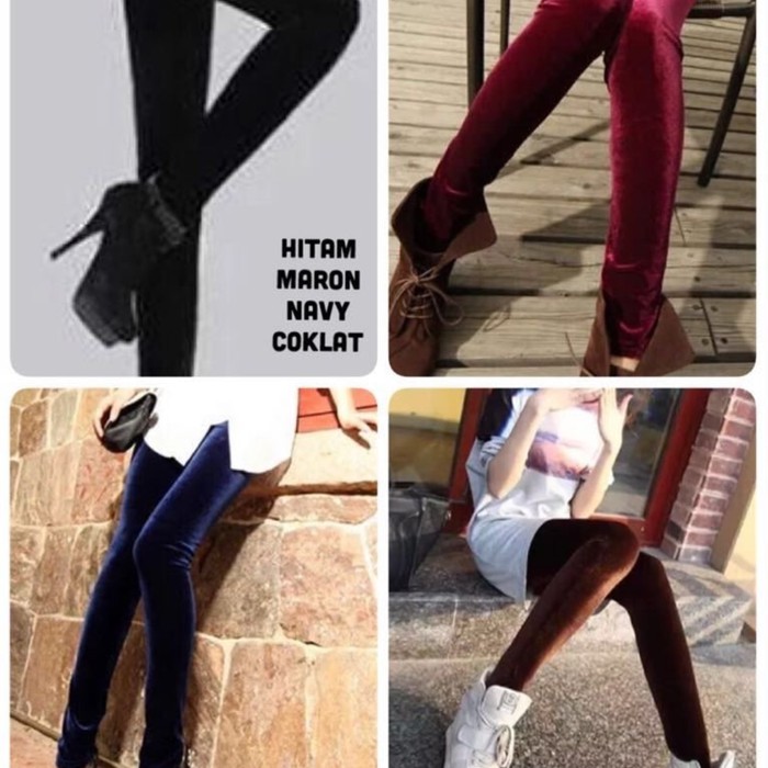  Celana legging bludru  velvet polos Shopee Indonesia