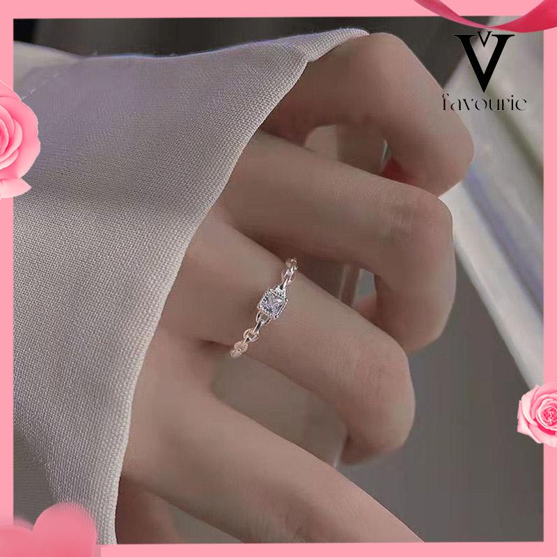 [COD]Cincin Berlian Persegi Model Terbuka Untuk Wanita-FA