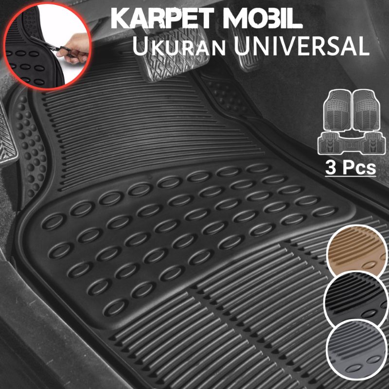 Karpet Mobil PVC Ukuran Universal 3 pcs 2 baris depan belakang Fit Car interior Floor Mats