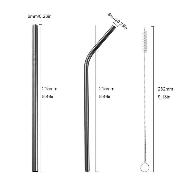 Stainless Steel Straws + Cleaner Brush (3pcs)