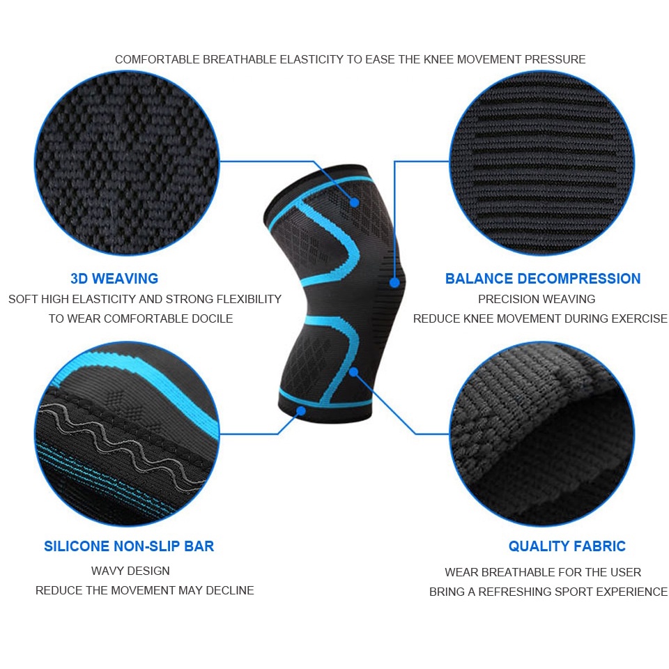 GS8B Pelindung lutut knee support pad brace fitness gym 1 pair size L 42-47  7718 - black Or-i