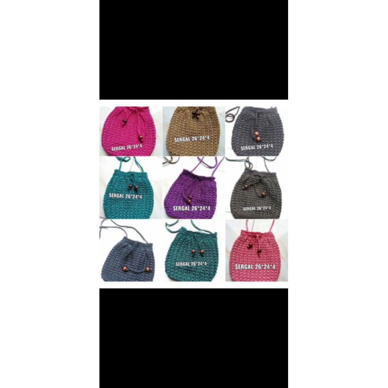 tas rajut serut slempang benang nilon