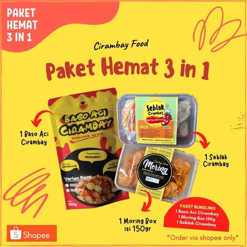 

Paket 3 in 1 (Baso Aci Cirambay , Seblak , Moring box)