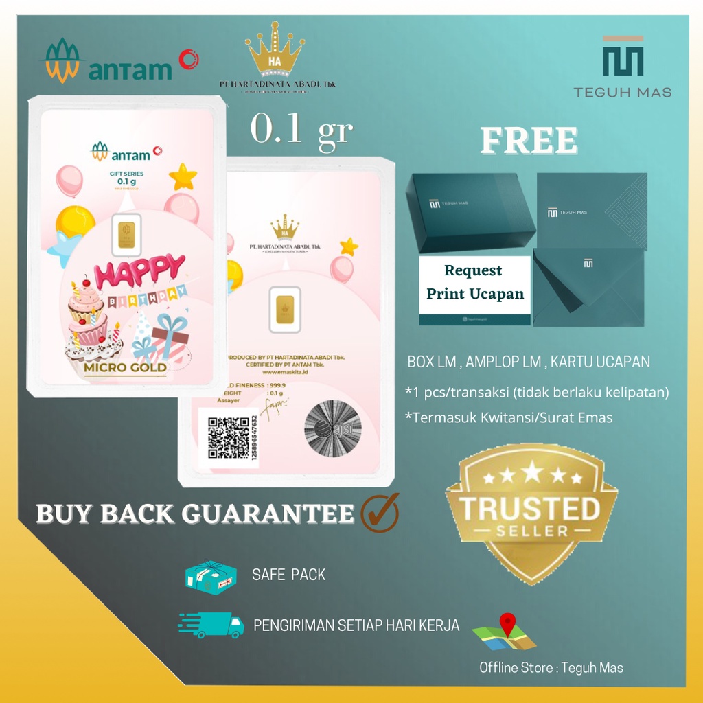 LOGAM MULIA ANTAM MICRO GOLD SERIES HAPPY BIRTHDAY 999,9