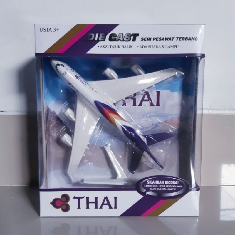 Diecast Pesawat Thai Airways Alloy - Mainan Miniatur Plane Airbus