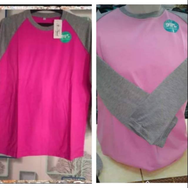 Kaos reglan wanita lengan panjang spicial pink