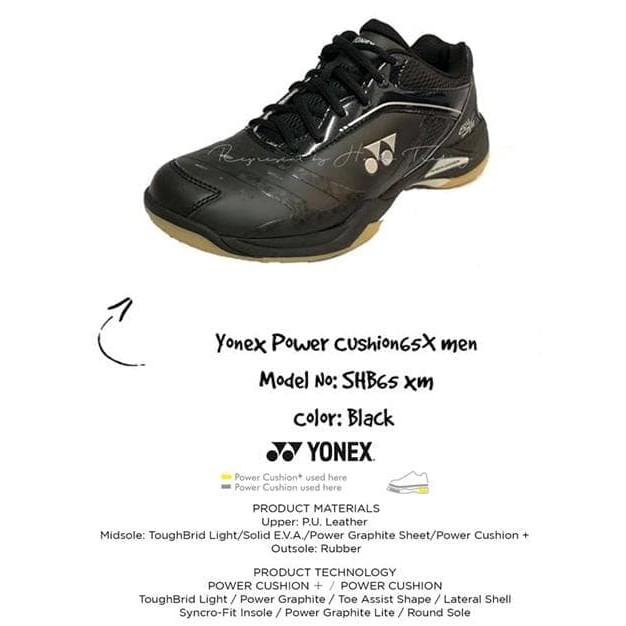 Sepatu Badminton Yonex SHB 65 X Men Black (No Box)