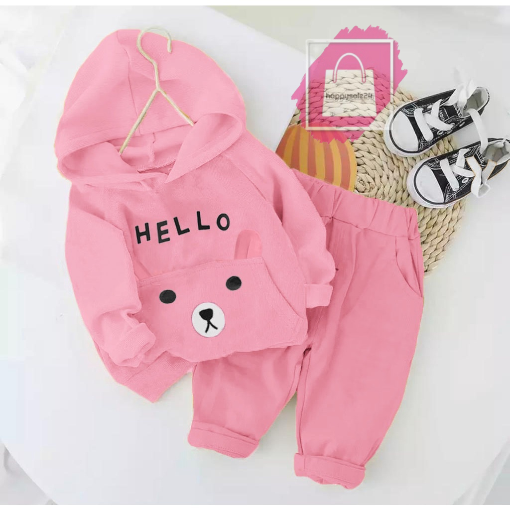 PROMO SETELAN JAKET HOODIE ANAK PEREMPUAN MOTIF HELLO 1-5 TAHUN PROMO JAKET HOODIE JAKET ANAK LAKI LAKI DAN PEREMPUAN