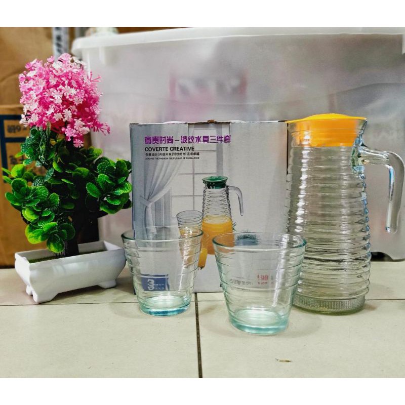 Teko Madu + 2 cawan bahan kaca