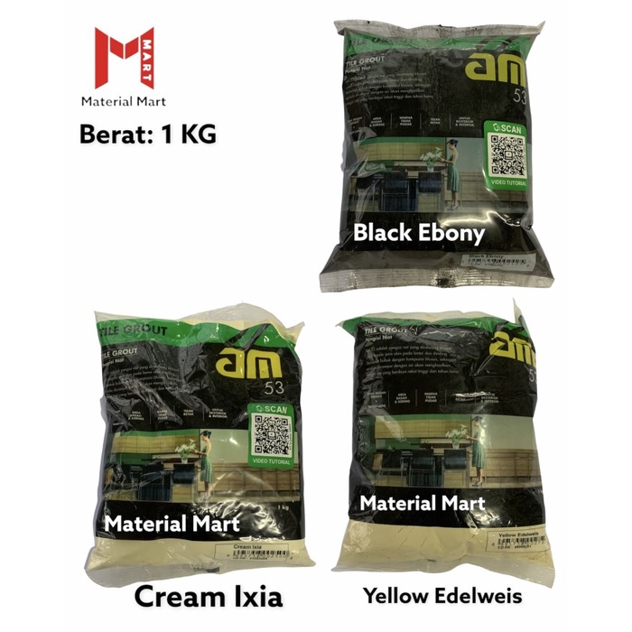 AM53 Semen Nat Keramik 1 KG ASLI | Pengisi Nat AM 53 | Semen Keramik | Material Mart