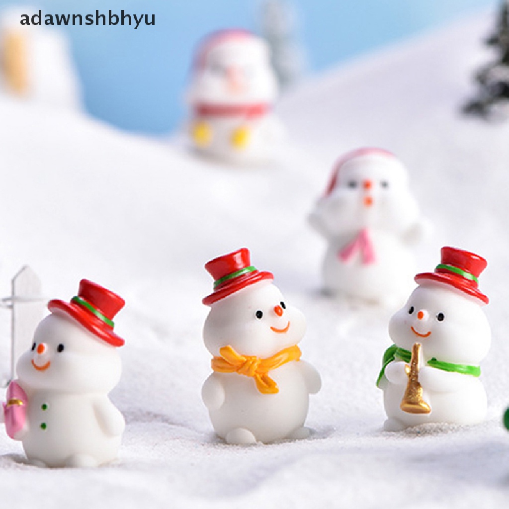 4 Pcs / lot Figure Mini Bahan Resin Desain Santa Claus Snowman Dan Pohon Natal Untuk Dekorasi