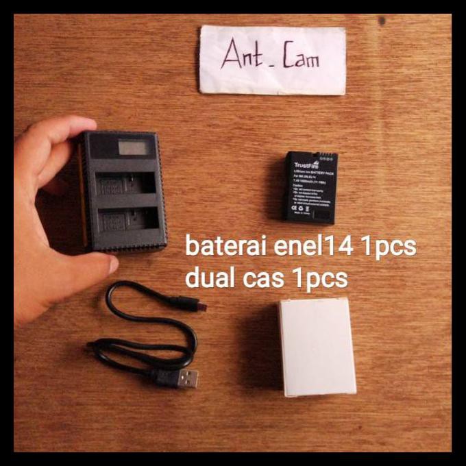 {BISA COD} baterai batre dual cas charger kamera Nikon en el14 d3100 d3200 d3300 d3400 d3500 d5100