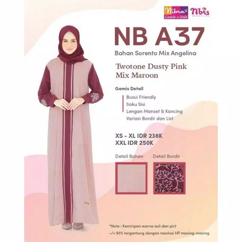 GAMIS/NIBRAS/GAMIS NIBRA'S TERBARU 2020/GAMIS SALE/GAMIS MUSLIMAH/GAMIS SYAR'I/GAMIS NIBRAS NB A37