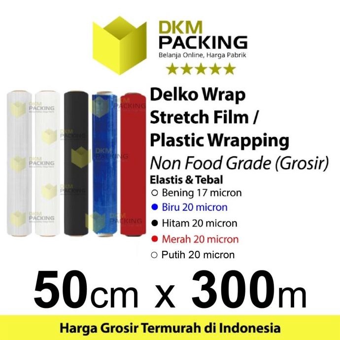 

Promo Awal tahun Stretch Film 50cm x 300m Plastik Wrapping DELKO WRAP TERMURAH /SATUAN Promo Awal tahun