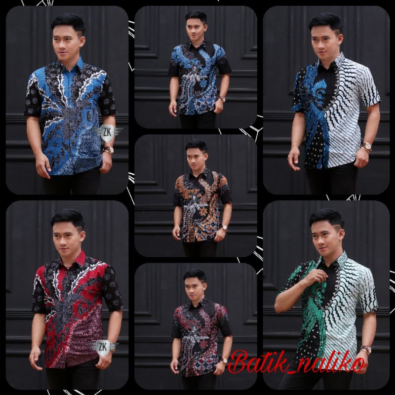 BAJU BATIK PRIA exclusive merak BATIK KEMEJA BATIK PRIA LENGAN PENDEK exclusive merak by BATIK_NALIK