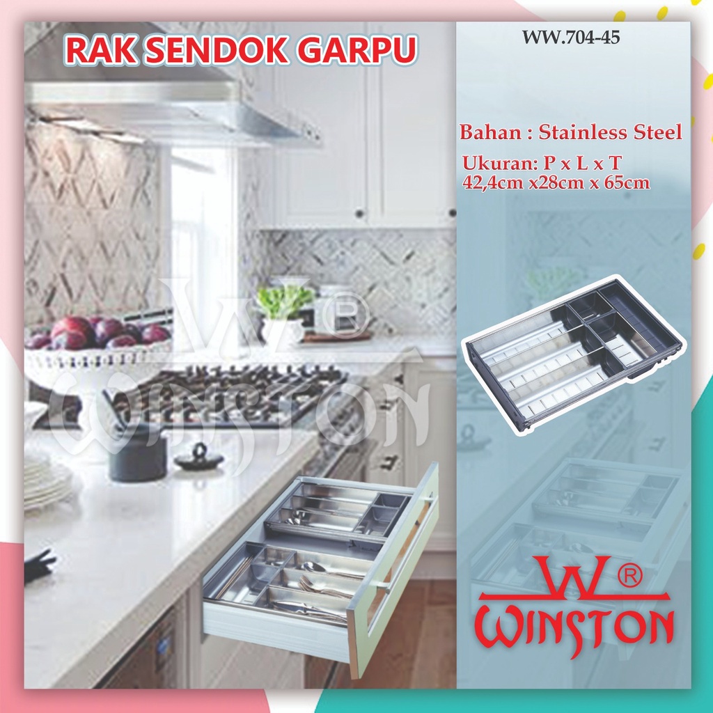 Rak Sendok Stainless WW 704 - 45 cm WINSTON Rack  for Kitchen Set Laci Kabinet