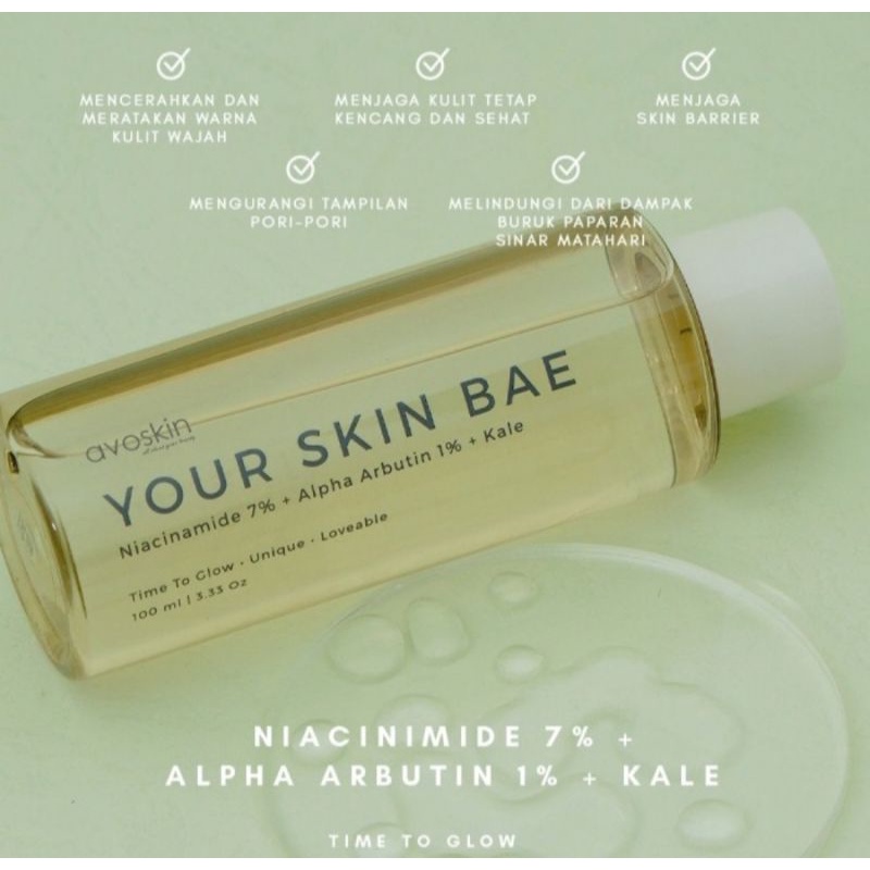 AVOSKIN YOYR SKIN BAE NIACINAMIDE 12% + CENTELLA ASIATICA + KALE SERUM DAN TONER