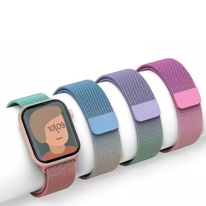 Gradient Color Milanese Watch Band For Aple Watch 8/ultra/7/6/5/4/3/2/1/SE Magnetic Stainless Steel Strap For Iwatch 38/40mm 42/44mm