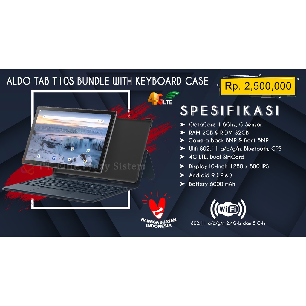 Tab Aldo T10S 10inch include Keyboard case