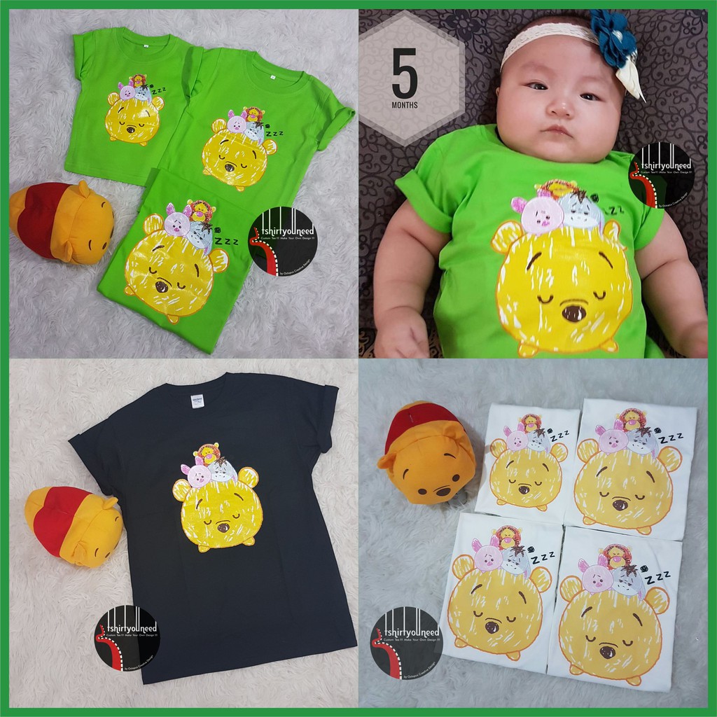 Kaos Anak Dewasa TYN Tsum Tsum Pooh Tiger Eeyore Piglet Sketch