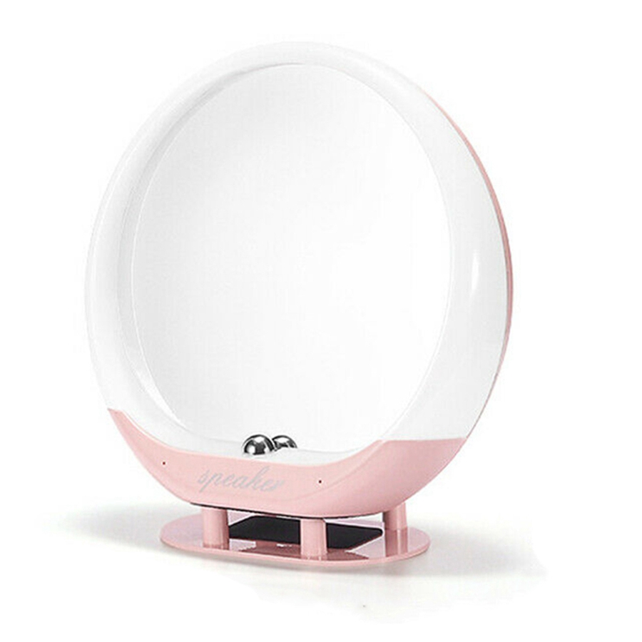 Makeup Vanity Mirror With Lights And Bluetooth Speakers Usb Rechargeable Led Makeup Mirror Speaker With Remoter Pink Shopee Indonesia