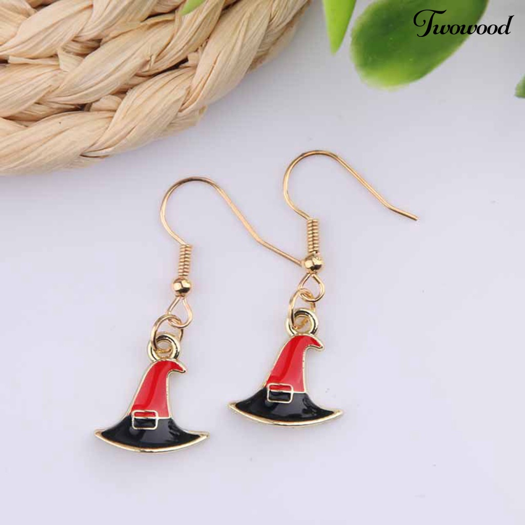 1 Pasang Anting Kait Desain Labu Halloween Bahan Alloy Untuk Pesta