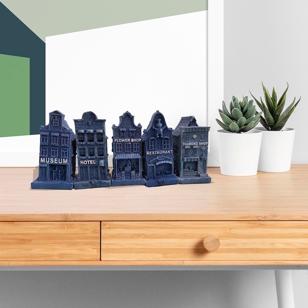 Souvenir Miniatur Gedung Eropa Delft Belanda Biru Aestetik hiasan rumah vintage