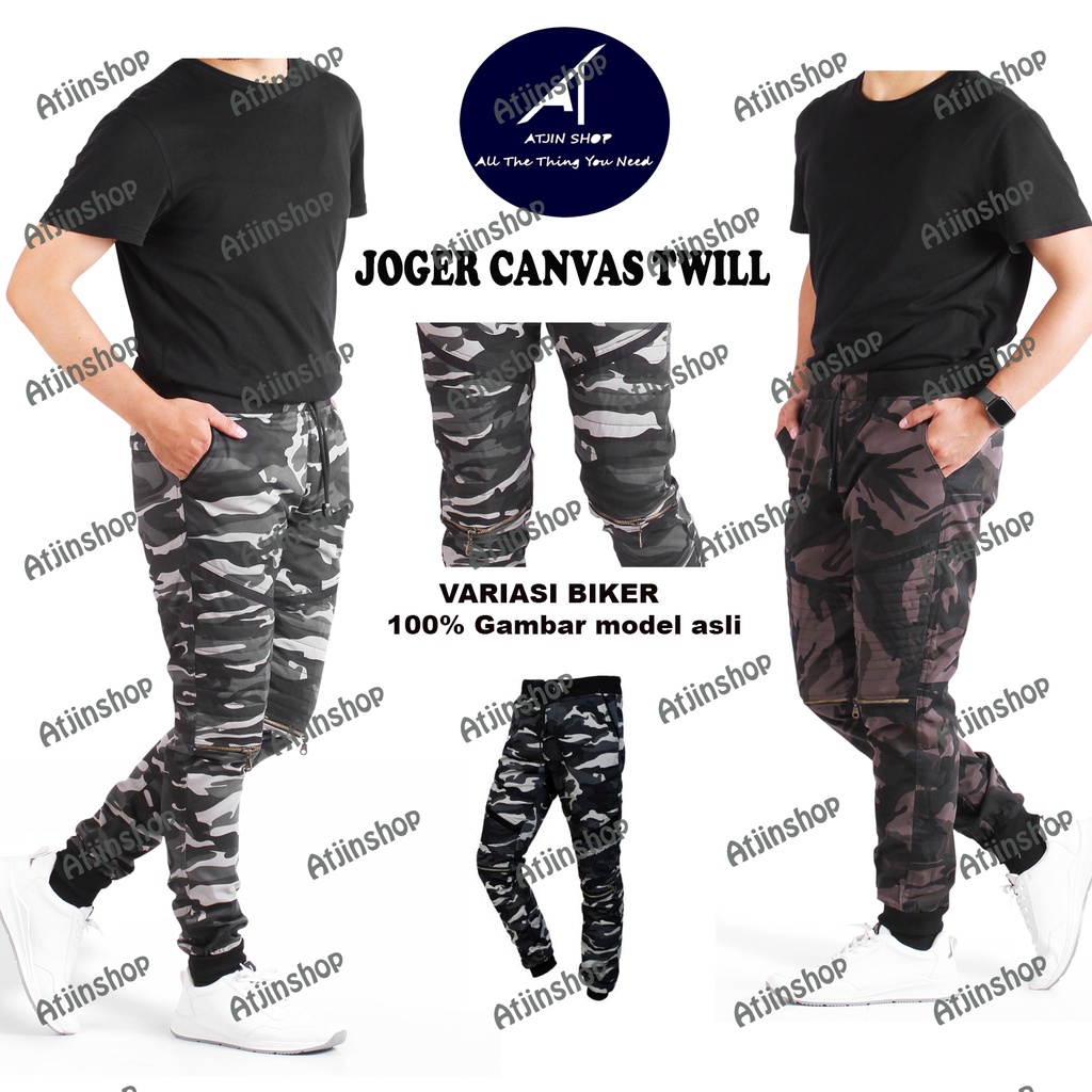 Celana Joger Pria Biker Bahan Canvas Twill Loreng Model Biker Premium