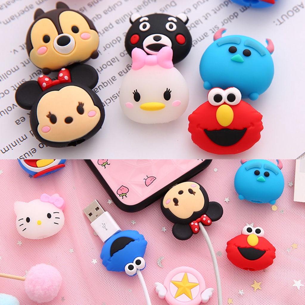 Cable Bite Korean Style Cartoon Cable Bite Cute Cable Protector Cartoons Pelindung Ujung Kabel Charger Handphone Karakter