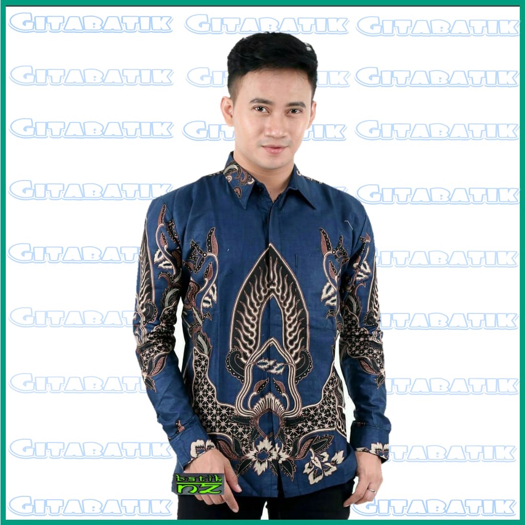 Kemeja Batik Pria Modern Lengan Panjang Casual Modis Slim Fit Trendy Masa Kini OL 162