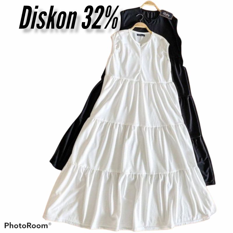 Innap Maxi Crepe Dress / Inner Dress / Long dress Tanpa Lengan / Maxi Dress Flarener Dress Busui  Ma